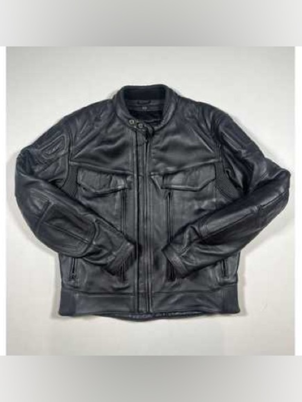 Men's Black Leather Moto Jacket - Classic Biker Style